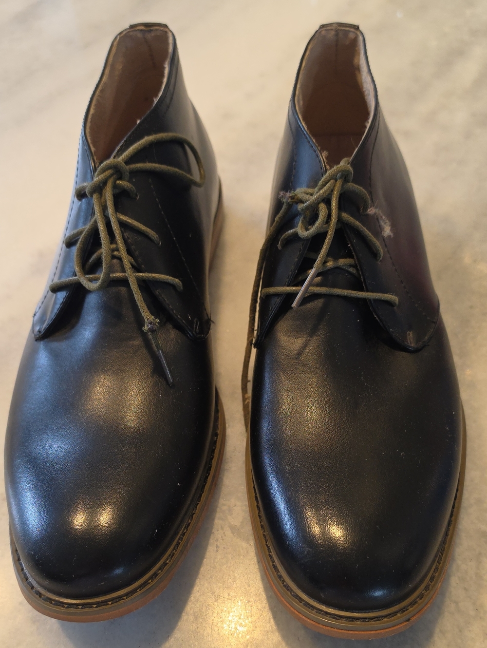 Deer Stags Black Leather Chukka Boots with Tan Outsole
